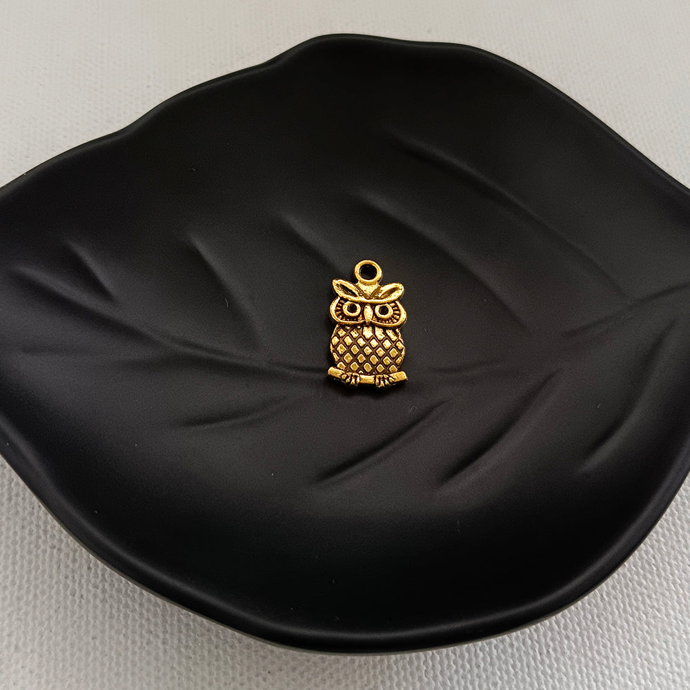 Kriaa Gold Oxidised Owl Charms Pendants DIY for Necklace Bracelet Jewelry Making and Crafting