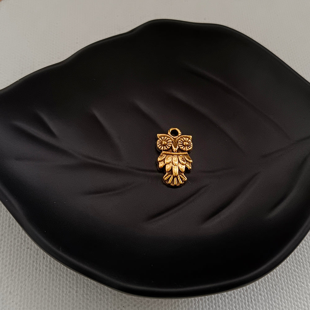 Kriaa Gold Oxidised Owl Charms Pendants DIY for Necklace Bracelet Jewelry Making and Crafting