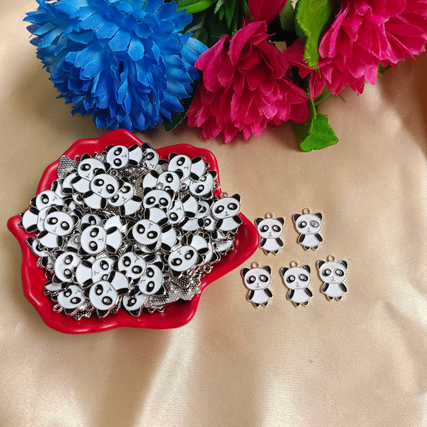 Kriaa Beads Silver Plated Cute Panda Pendant For Pendant, Earrings, Bracelets Making