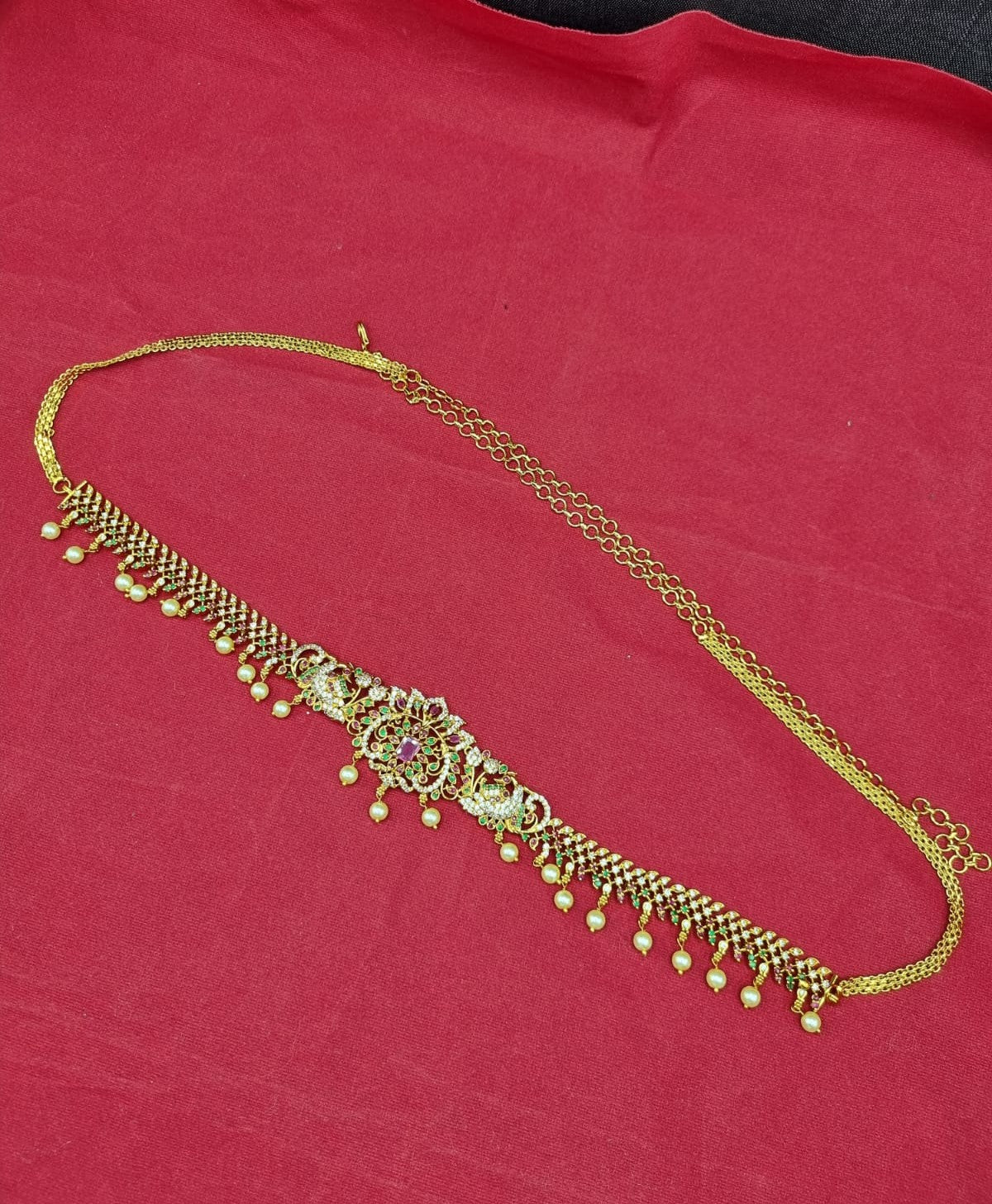 LAFZ  Gold-Plated Temple Kamarband with AD Stones