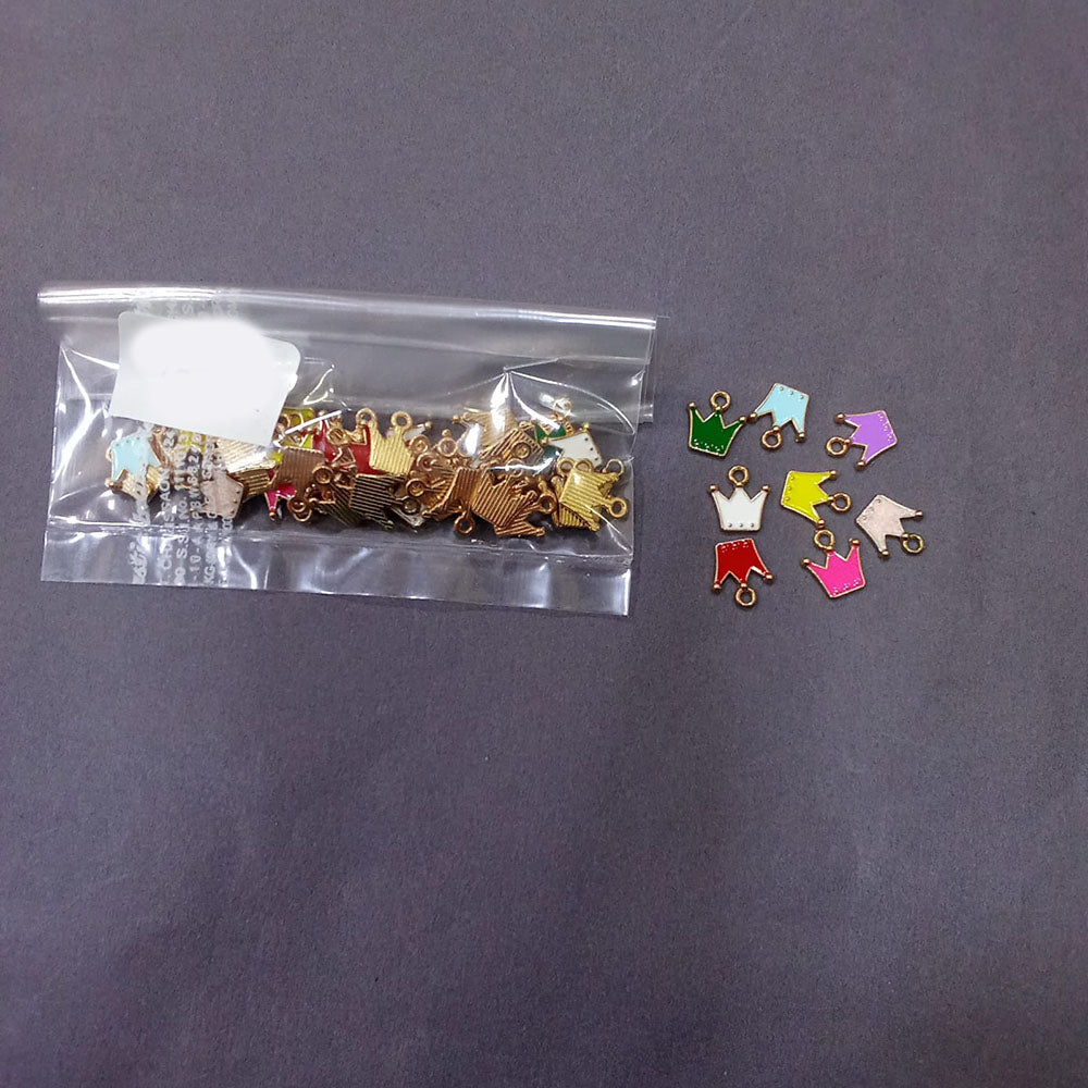 Kriaa Beads Enamel Crown Charm Pendent For Daily Wear And Styling