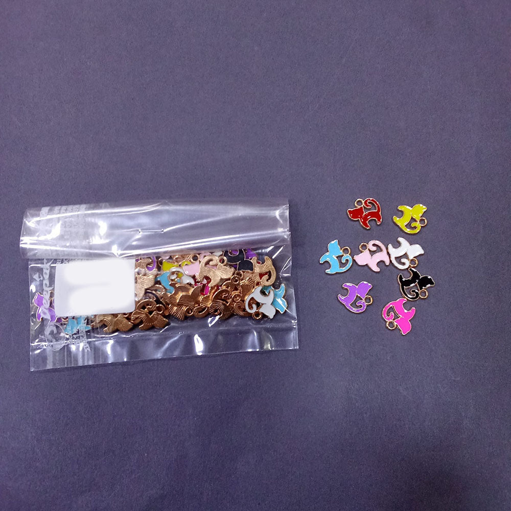 Kriaa Beads Enamel Cat Charm Pendent For Daily Wear And Styling