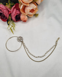 LAFZ  Traditional Floral Stone Nath with Double Pearl Chain - KDNT4