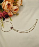 LAFZ  Classic Floral Motif Bridal Nath with Pearl & Layered Chain - KDNT5