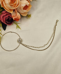 LAFZ  Classic Floral Motif Bridal Nath with Pearl & Layered Chain - KDNT5