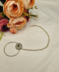 LAFZ  Floral Cabochon Nath with Beaded Pearl Chain - KDNT7