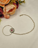 LAFZ  Floral Cabochon Nath with Beaded Pearl Chain - KDNT7
