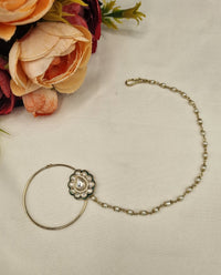 LAFZ  Floral Cabochon Nath with Beaded Pearl Chain - KDNT7