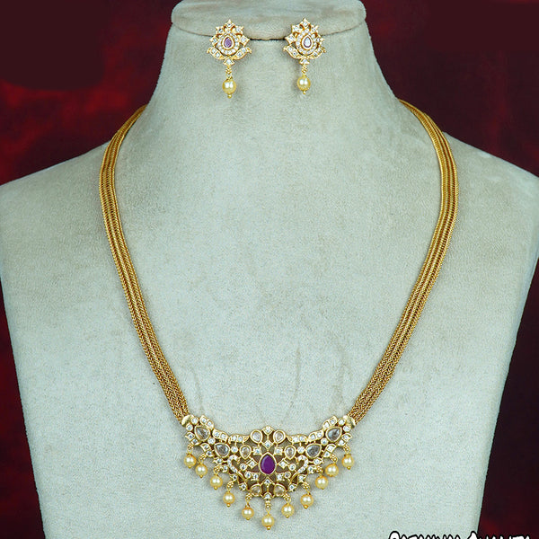 Diksha Collection Gold Plated Austrian Stone Necklace Set