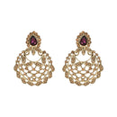 Etnico Gold Plated Traditional Design Stone Work Choker Necklace Jewellery Set With Earring & Maang Tikka For Women/Girls (M4170FLWi)
