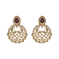 Etnico Gold Plated Traditional Design Stone Work Choker Necklace Jewellery Set With Earring & Maang Tikka For Women/Girls (M4170FLWi)