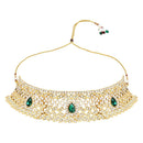 Etnico Gold Plated Traditional Design Stone Work Choker Necklace Jewellery Set With Earring & Maang Tikka For Women/Girls (M4170WG)