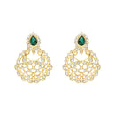 Etnico Gold Plated Traditional Design Stone Work Choker Necklace Jewellery Set With Earring & Maang Tikka For Women/Girls (M4170WG)
