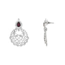 Etnico Silver Plated Traditional Design Stone Work Choker Necklace Jewellery Set With Earring & Maang Tikka For Women/Girls (M4170ZWi)