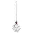 Etnico Silver Plated Traditional Design Stone Work Choker Necklace Jewellery Set With Earring & Maang Tikka For Women/Girls (M4170ZWi)