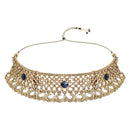 Etnico Gold Plated Traditional Design Stone Work Choker Necklace Jewellery Set With Earring & Maang Tikka For Women/Girls (M4171FLBl
