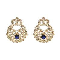 Etnico Gold Plated Traditional Design Stone Work Choker Necklace Jewellery Set With Earring & Maang Tikka For Women/Girls (M4171FLBl