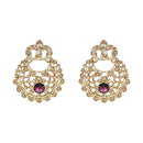 Etnico Gold Plated Traditional Design Stone Work Choker Necklace Jewellery Set With Earring & Maang Tikka For Women/Girls (M4171FLWi)