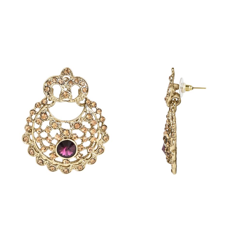 Etnico Gold Plated Traditional Design Stone Work Choker Necklace Jewellery Set With Earring & Maang Tikka For Women/Girls (M4171FLWi)