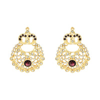 Etnico Gold Plated Traditional Design Stone Work Choker Necklace Jewellery Set With Earring & Maang Tikka For Women/Girls (M4171WWi)