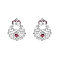 Etnico Silver Plated Traditional Design Stone Work Choker Necklace Jewellery Set With Earring & Maang Tikka For Women/Girls (M4171ZWi)