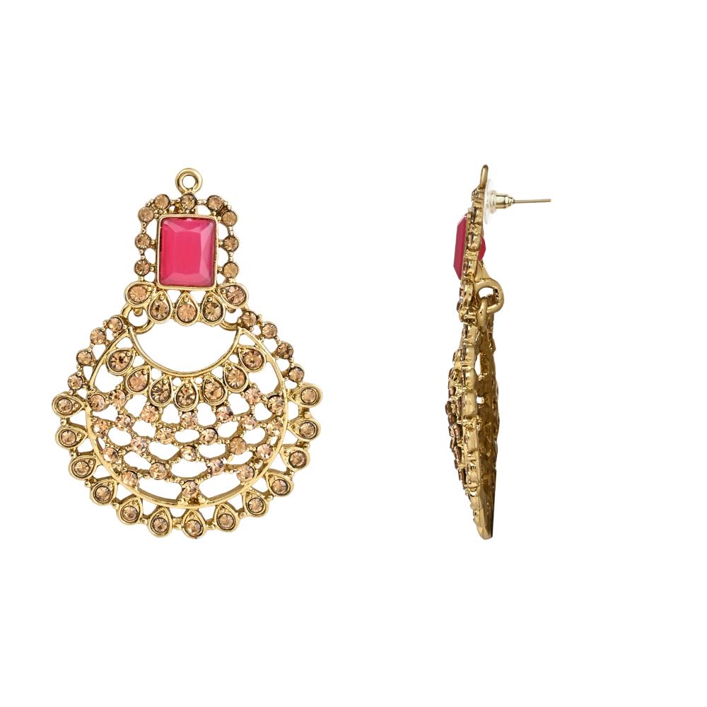 Etnico Gold Plated Traditional Design Stone Work Choker Necklace Jewellery Set With Earring & Maang Tikka For Women/Girls (M4172FLQ)