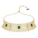 Etnico Gold Plated Traditional Design Stone Work Choker Necklace Jewellery Set With & Maang Tikka For Women/Girls (M4172WG)