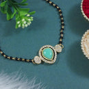 Etnico Gold Plated Traditional Adjustable Black Beads Mangalsutra Bracelet with White Pendant for Women (MB010Min)