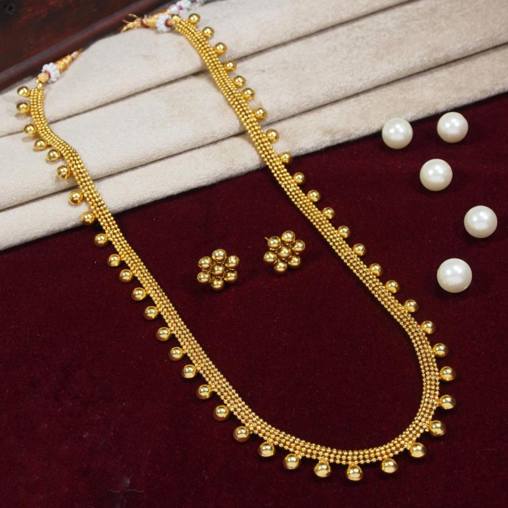 Etnico Gold Plated Traditional Long Necklace & Earrings Set For Women (MC042FL)
