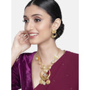 Etnico Gold Plated Antique Long Necklace Jewellery Set with Earrings for Women & Girls(MC093FL)