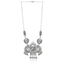 Etnico Navratri Ethnic German Silver Oxidised Jewellery Antique Long Necklace Set with Earrings for Women & Girls(MC096OX)
