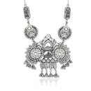 Etnico Navratri Ethnic German Silver Oxidised Jewellery Antique Long Necklace Set with Earrings for Women & Girls(MC096OX)