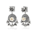 Etnico Navratri Ethnic German Silver Oxidised Jewellery Antique Long Necklace Set with Earrings for Women & Girls(MC096OX)