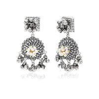 Etnico Navratri Ethnic German Silver Oxidised Jewellery Antique Long Necklace Set with Earrings for Women & Girls(MC096OX)