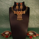 Etnico Gold Plated Traditional Brass Pearl Choker Necklace With Earrings for Women/Girls (MC111G)