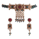 Etnico Gold Plated Traditional Brass Pearl Choker Necklace With Earrings for Women/Girls (MC111G)