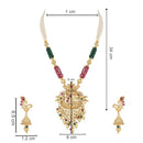 Etnico Gold Plated Traditional Temple Brass Long Pearl Necklace & Jhumki Earrings Set For Women (MC127QG)