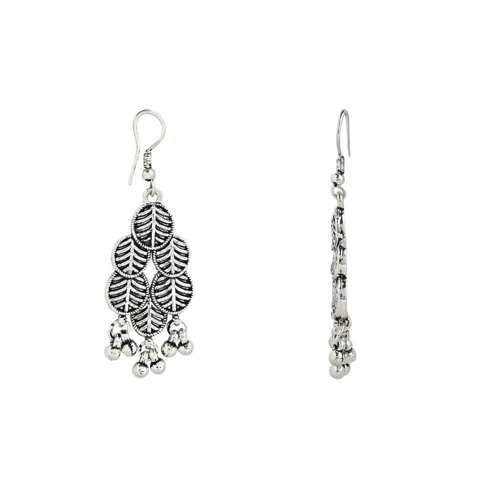 Etnico Ethnic Silver Oxidised Traditional Afghani Choker Necklace With Earrings And Maang Tikka Jewellery Set for Women And Girls (MC137OX)