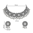 Etnico Ethnic Silver Oxidized Traditional Afghani Choker Necklace Jewellery Set for Women (MC140OX)