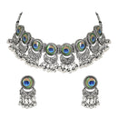 Etnico Oxidised Silver Plated Afghani Choker Necklace Jewellery Set for Women (MC144OX)