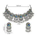 Etnico Oxidised Silver Plated Afghani Choker Necklace Jewellery Set for Women (MC144OX)
