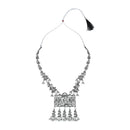 Etnico Ethnic Silver Oxidised Inspired by Garba With Peacock and Elephant Design Long Necklace Jewellery Set For Women/Girls (MC153OX)