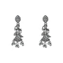 Etnico Ethnic Silver Oxidised Inspired by Garba With Peacock and Elephant Design Long Necklace Jewellery Set For Women/Girls (MC153OX)