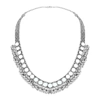 Etnico Ethnic Silver Oxidised Mirror Work Ghungroo Necklace Jewellery With Jhumka Earrings Set For Women/Girls (MC159OX)