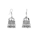 Etnico Ethnic Silver Oxidised Mirror Work Ghungroo Necklace Jewellery With Jhumka Earrings Set For Women/Girls (MC159OX)