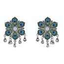 Etnico Ethnic Silver Oxidised Peacock Feather Ghungroo Long Necklace Jewellery Set For Women/Girls (MC163OX)