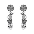 Etnico Silver Oxidised Afghani Ghungroo Drop Choker Necklace With Earrings Set For Women (MC179OX)