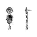 Etnico Boho Silver Oxidised Choker Necklace With Earrings & Maang Tikka Set (MC181ZB)