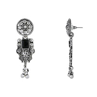 Etnico Boho Silver Oxidised Choker Necklace With Earrings & Maang Tikka Set (MC181ZB)