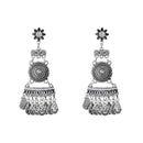 Etnico Silver Oxidised Afghani Choker Necklace & Earrings Set For Women (MC192OX)